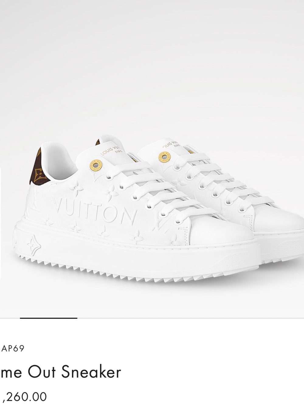 Louis Vuitton White Time Out Sneaker